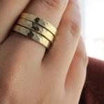 Golden Bands- Bronze hammered stacking rings
